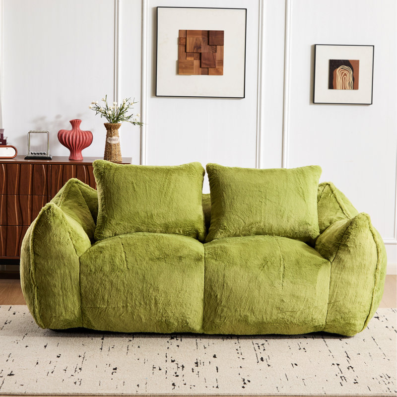 Fauteuil à billes, canapé-lit pour salon, chambre à coucher, Imitation fourrure verte