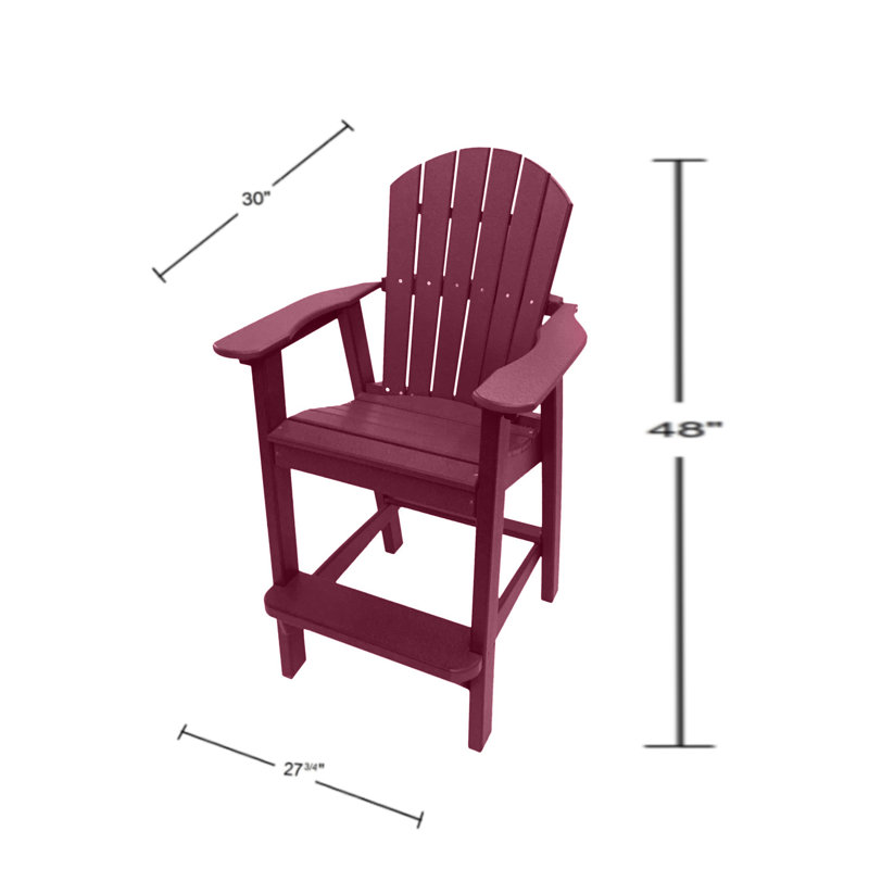 Ansel Tall Adirondack Chairs with Table - Poly Outdoor Furniture, Dark Red