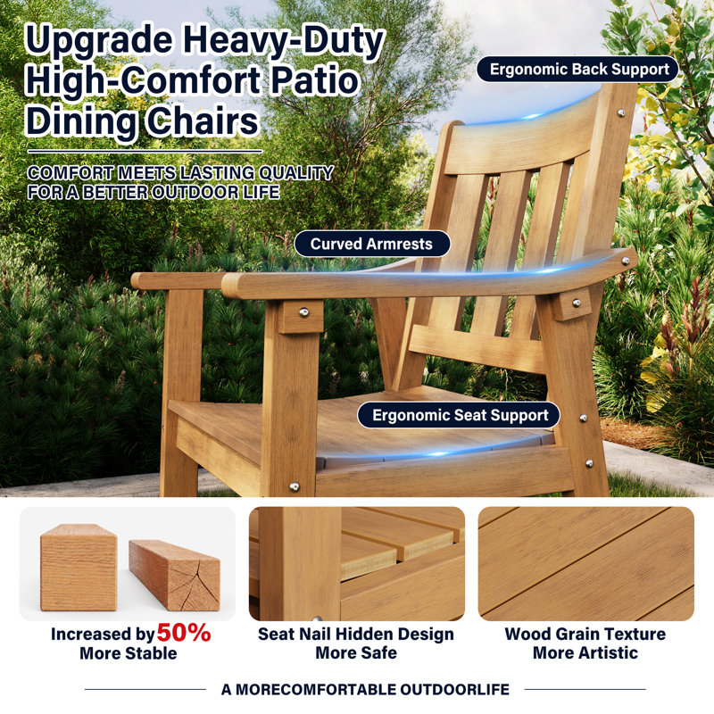 8-Person All Weather Outdoor Table and Chairs 10 Pieces Outside Patio Dining Sets With Umbrella Hole& Aluminum Frame HIPS Modern Upgrade Heavy-Duty High-Comfort Patio Dining Table and Chairs for Backyard/Porch/Deck/Garden/Poolside, 2-Tables 8-Chairs