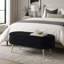Banc de rangement repose-pieds ovale en flanelle avec pieds en métal robustes pour un décor moderne et élégant-1830650789