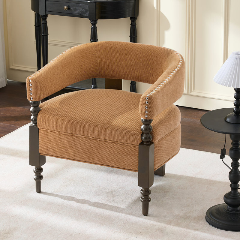Barrel Upholstered Armchair, Brown