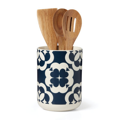 Elegant Geo Wood Utensil Crock