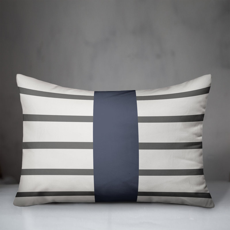 Housse et insert de coussin rectangulaire d'extérieur Mirrored Stripes 17, Bleu