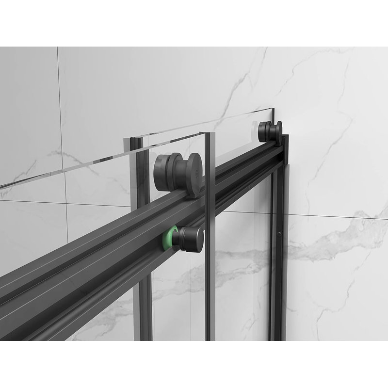 Porte de douche semi-sans cadre coulissante double l 60 po x H 60 po avec verre trempé transparent de 5/16 po (8 mm)