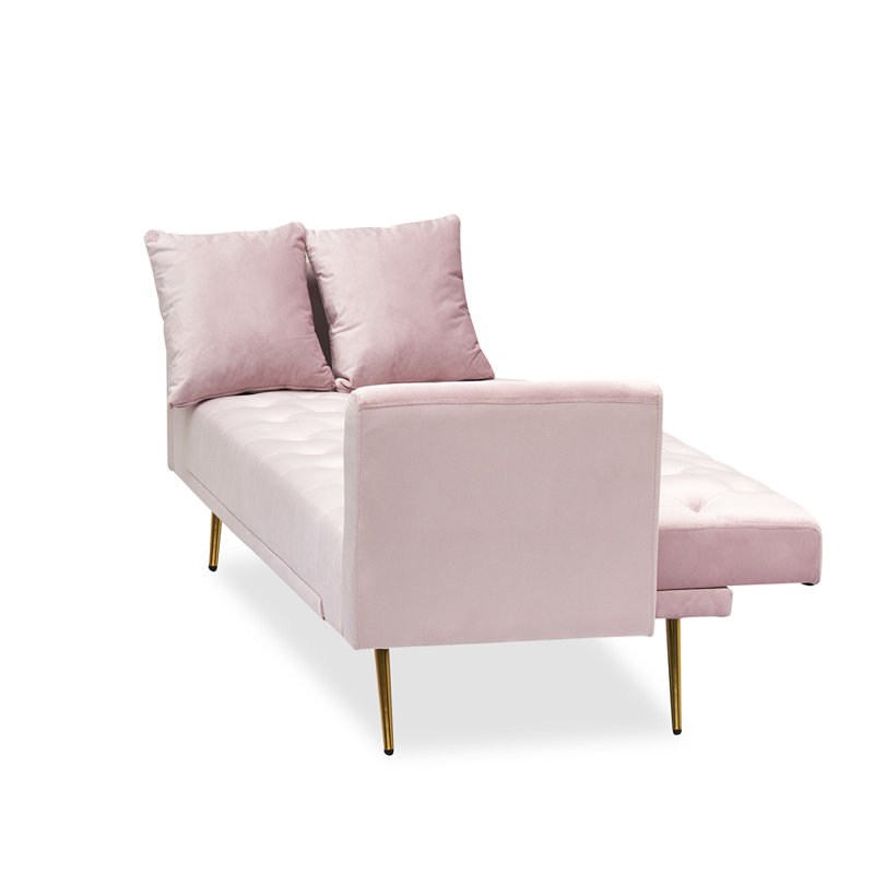 Canapé-lit à accoudoirs arrondis 71 po, Velours rose