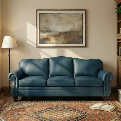 Eugene 81" Traditional Genuine Leather Sofa