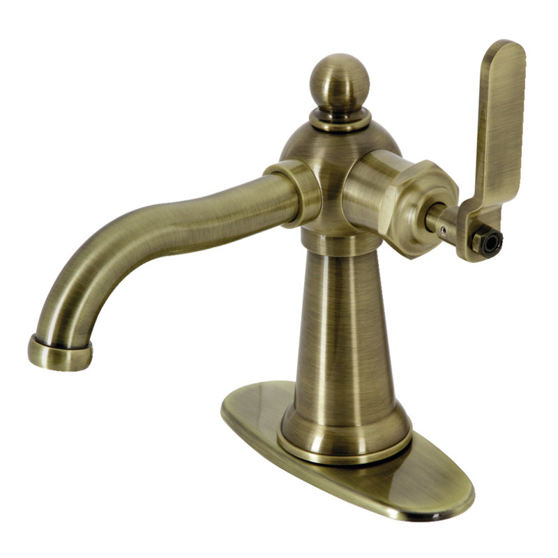 Robinet de salle de bain à poignée simple à fixation sur comptoir à 1 trou Kingston Brass Knight, Laiton antique