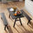 3 PCS Outdoor Picnic Table and Benches Set for 6 People 1.93'' Umbrella Hole