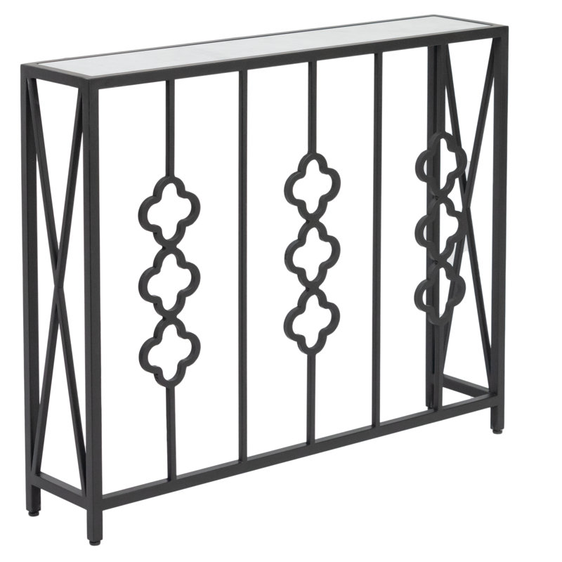 Petite Quatrefoil Console, Carrera Marble, Flat Black