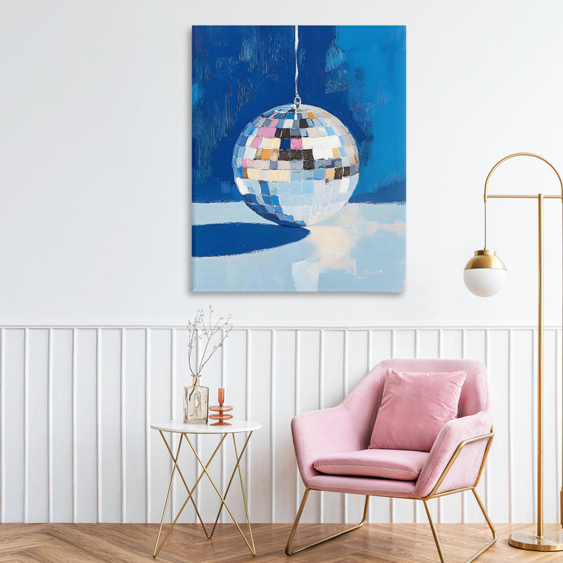 Toile argentée avec boule disco, design par The Prints Vibe, 30 x 24