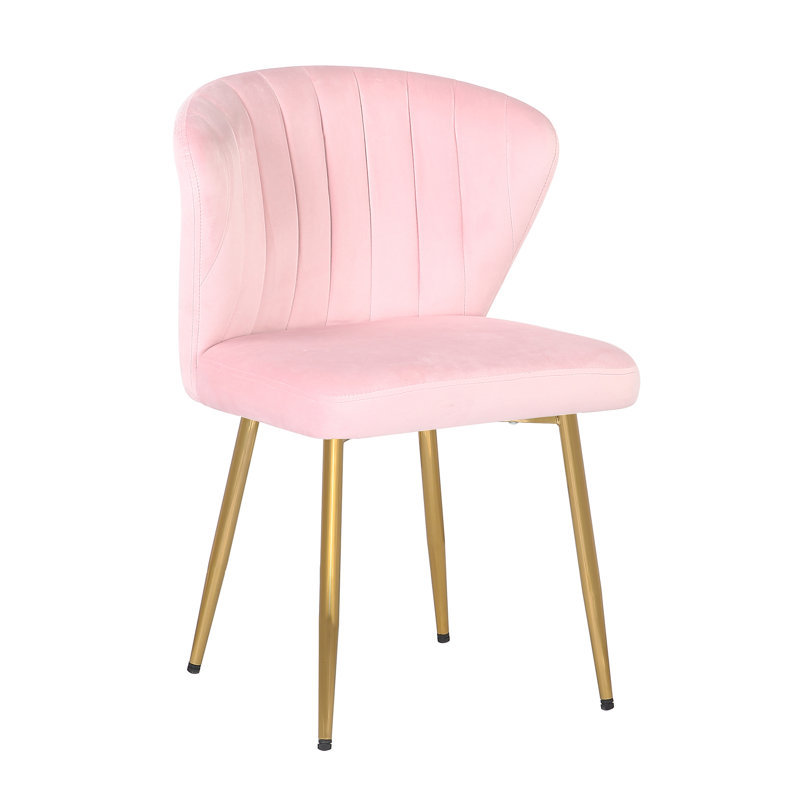Yokley 50cm H Velvet Upholstered Side Chair, Pink