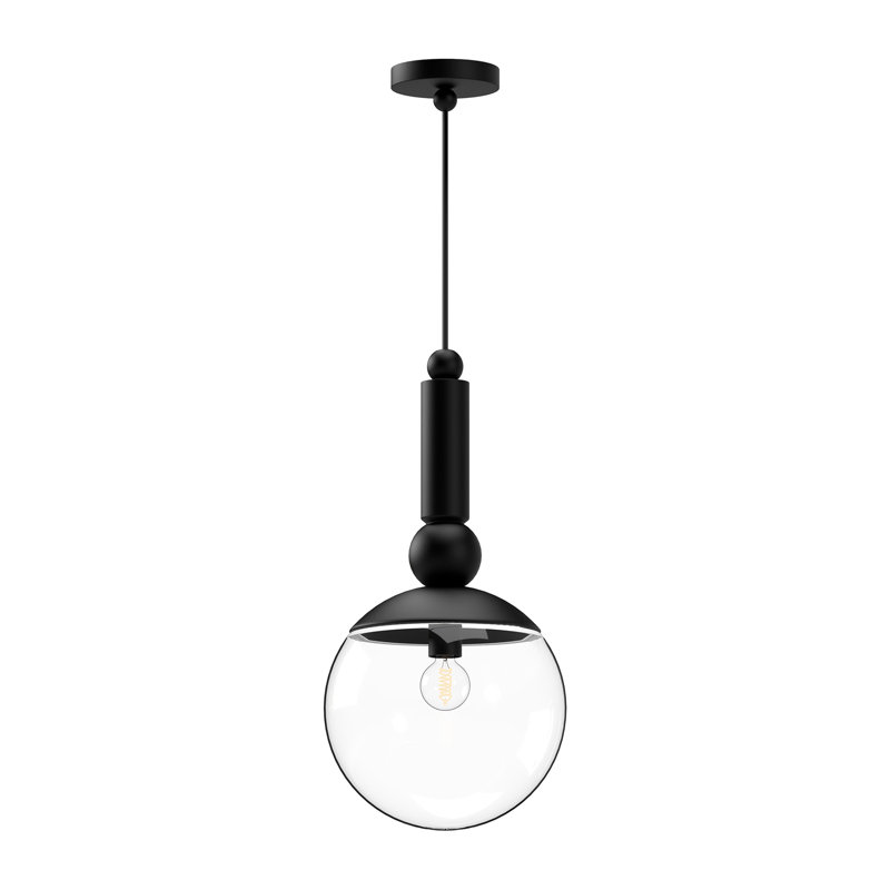 Luminaire suspendu sphère 1 lumière Delilah, Noir mat