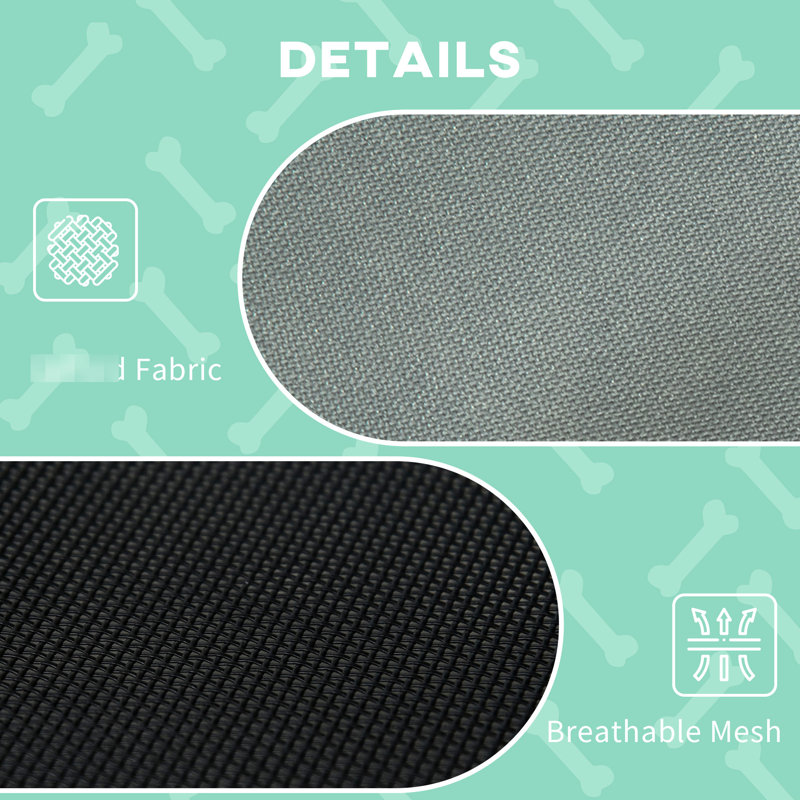 Lit de bébé surélevé gris 48 pouces, avec circulation d'air et lit à baldaquin portable en tissu gris, pouces, avec tissu respirant