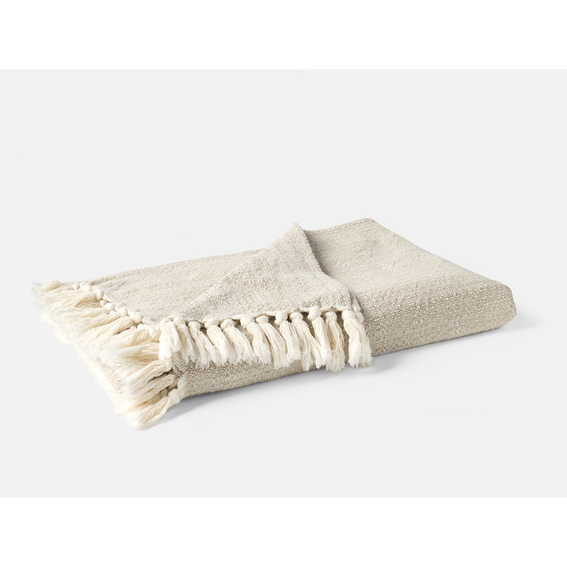 Lido Organic Throw Blanket, Undyed w/Khaki