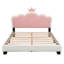 Lit plateforme tapissier pleine grandeur avec tête de lit et pied de lit pour filles, blanc et rose-129931343-129931344