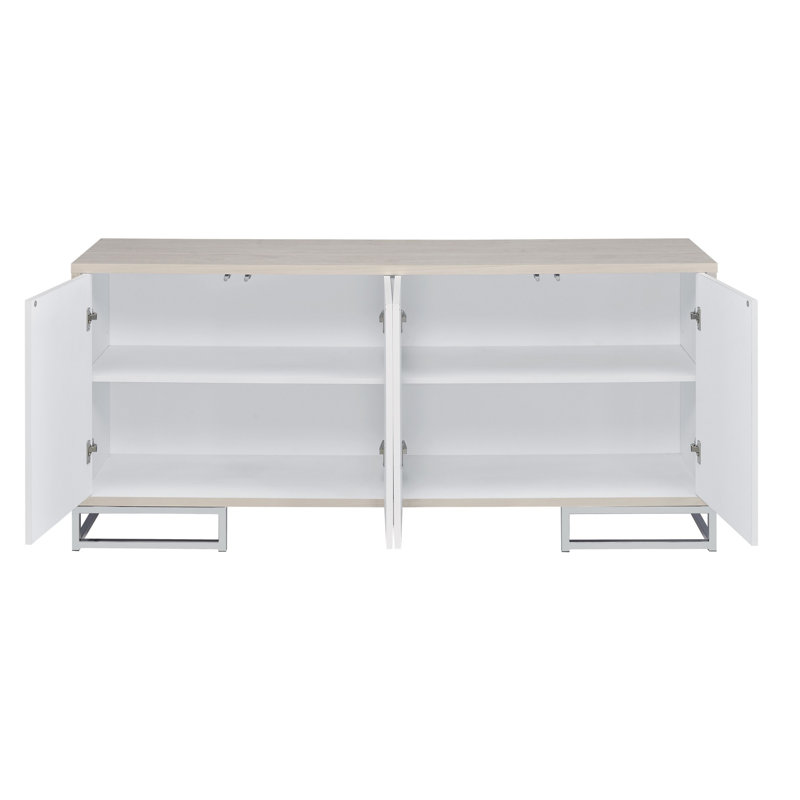 Console, armoire d'appoint, Marbre bleu / chrome