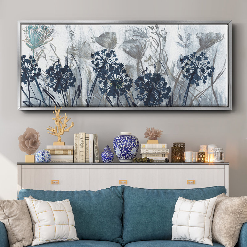 Indigo Field- Framed Canvas