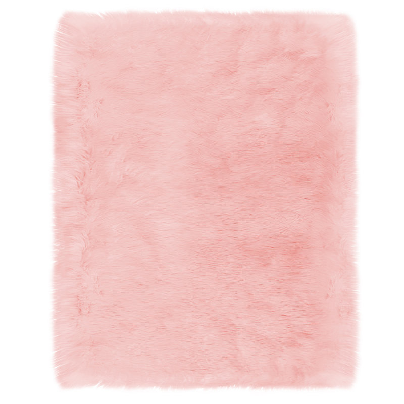 Tapis rose à poils longs Halle-Mia, Rectangle de 2 pi x 3 pi