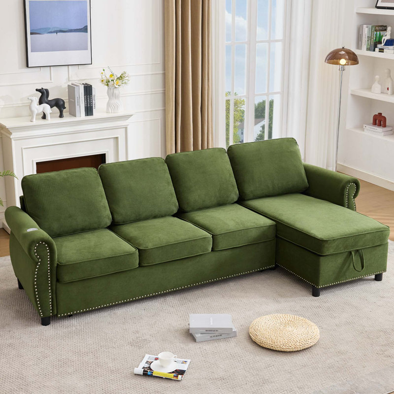 Canapé-lit modulaire 2 en 1 avec chargement et rangement sans fil, Vert