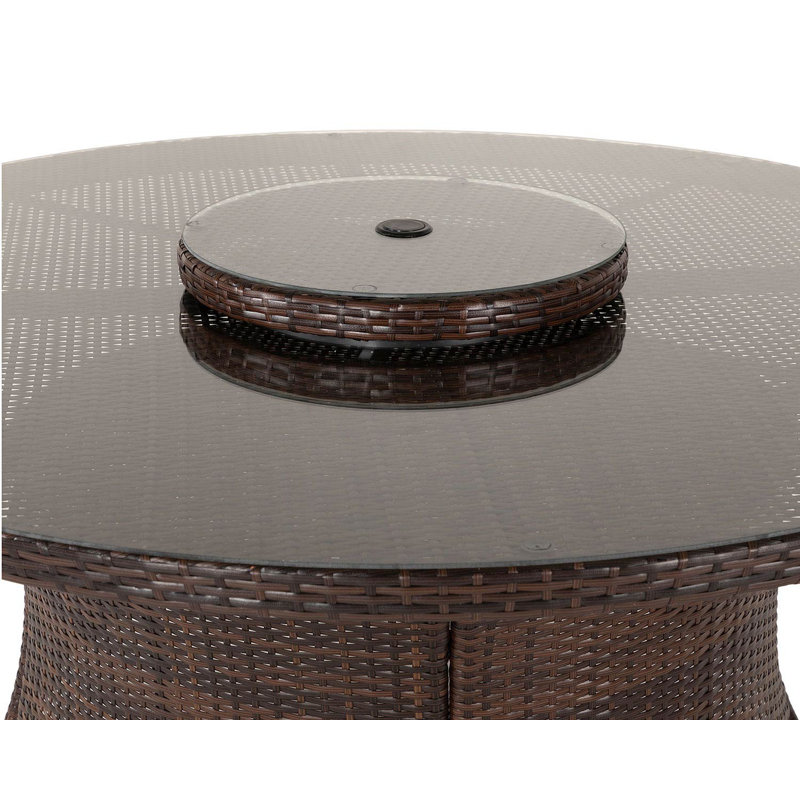 Copenhaver 8 - Person Patio Dining Set with Round Table , Cushions Included, Chocolate/Cream