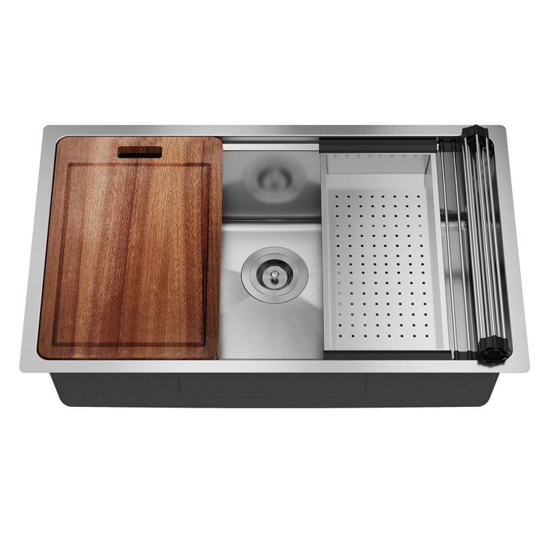 Évier de cuisine encastré avec accessoires L 31 po x l 19 po