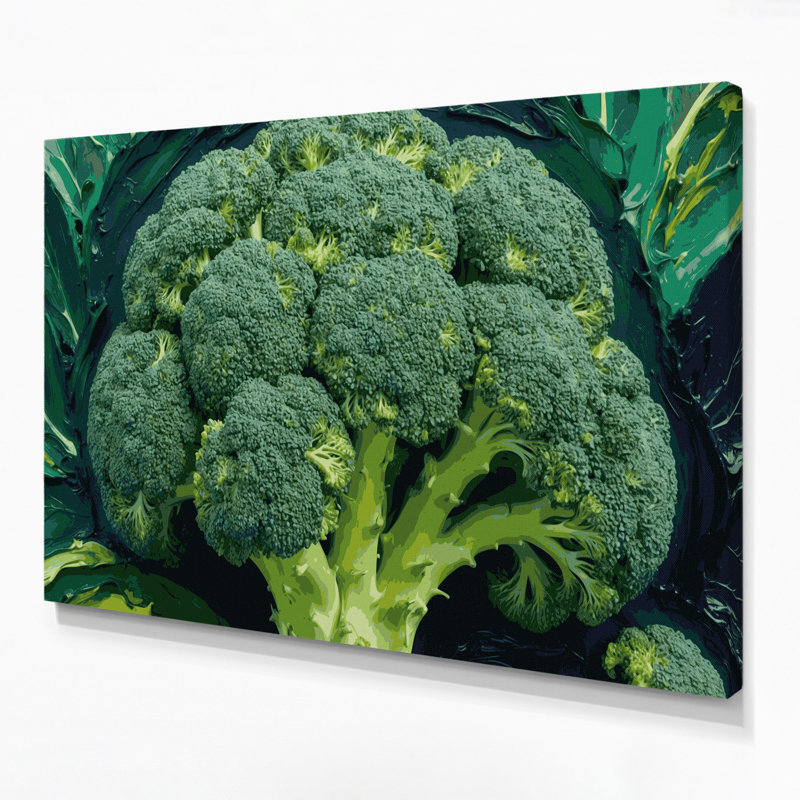 Art mural sur toile vert légumes broccoli, H 12 po x l 18 po
