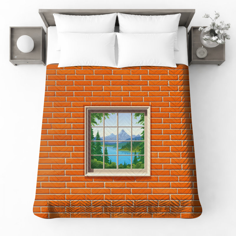 Couvre-lit matelassé pour fenêtre Brick Wall, Grand lit
