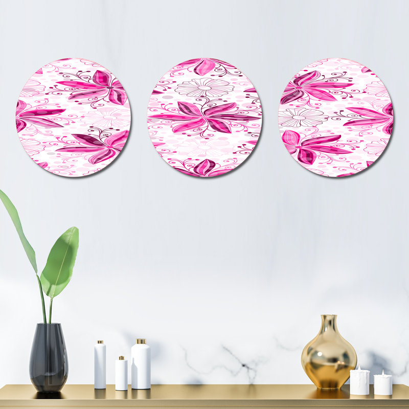 Ensemble de 3 décorations murales à motif floral rétro 3 pièces