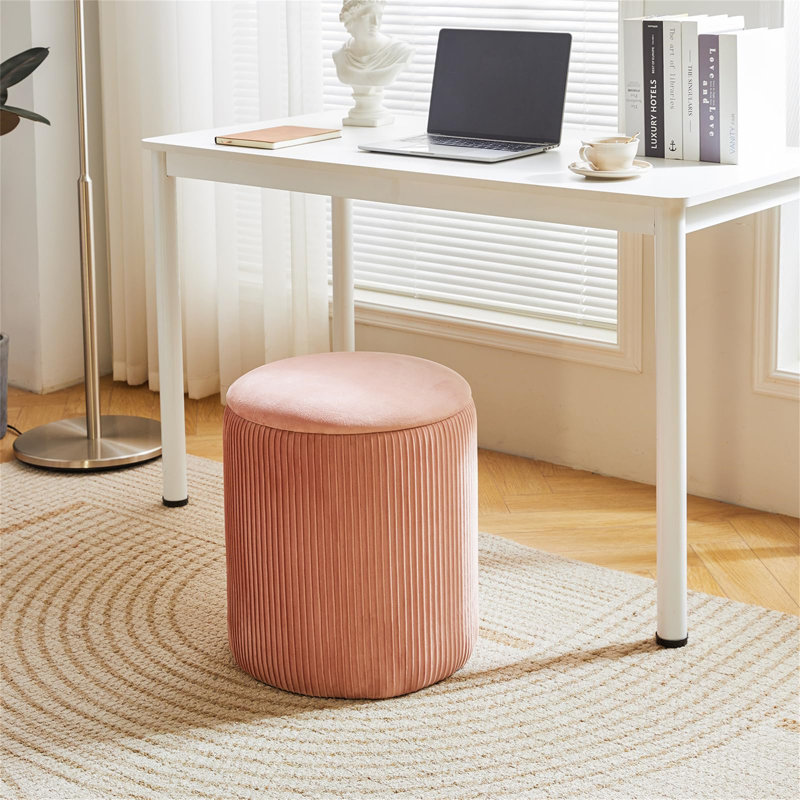 39cm Wide Footstool Ottoman, Pink