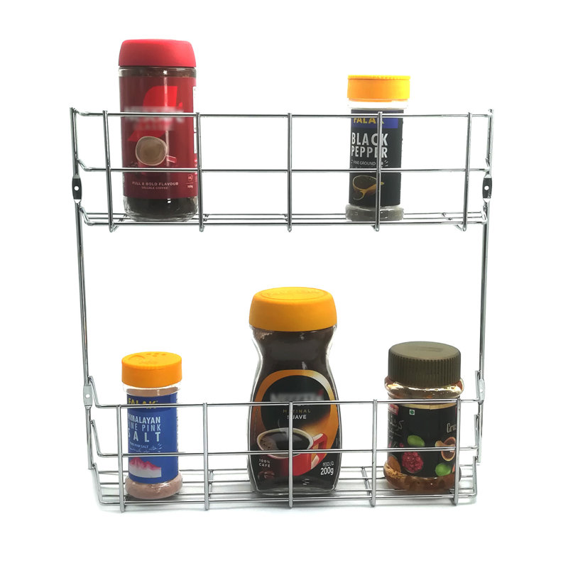Buckingham Spice Rack Wall Mounted Kitchen Cupboard Storage Organiser , 21 cm, 2 Tier