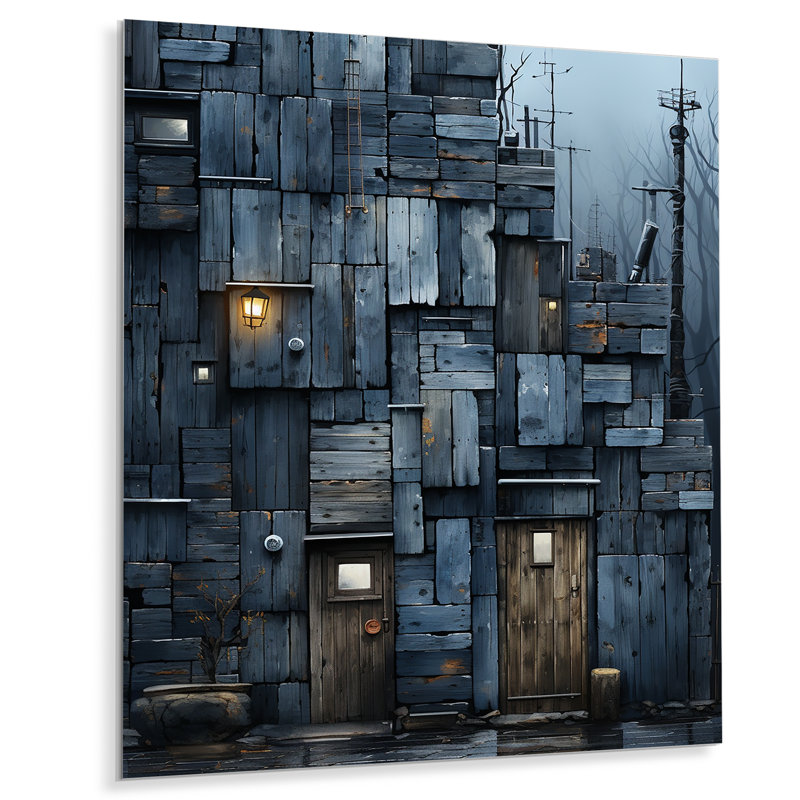 Carreau gris Cubsism Elegance - tuile abstraite, art mural en métal, H 20 po x l 12 po x P 1 po