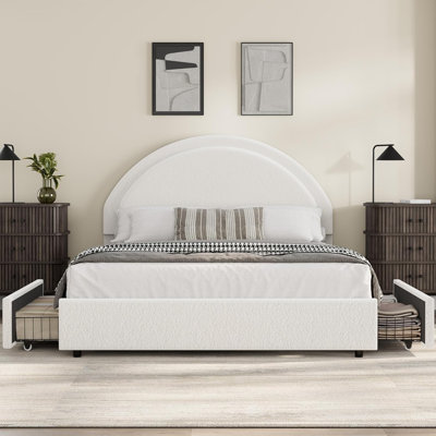 Base de lit tapissier avec 2 tiroirs de rangement Modern - Boucle Modern