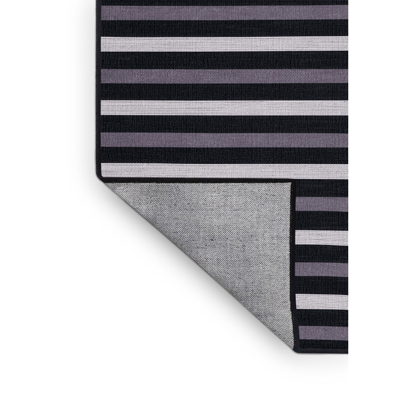Tapis gris à rayures horizontales lavable à la machine, Carré 5 pi