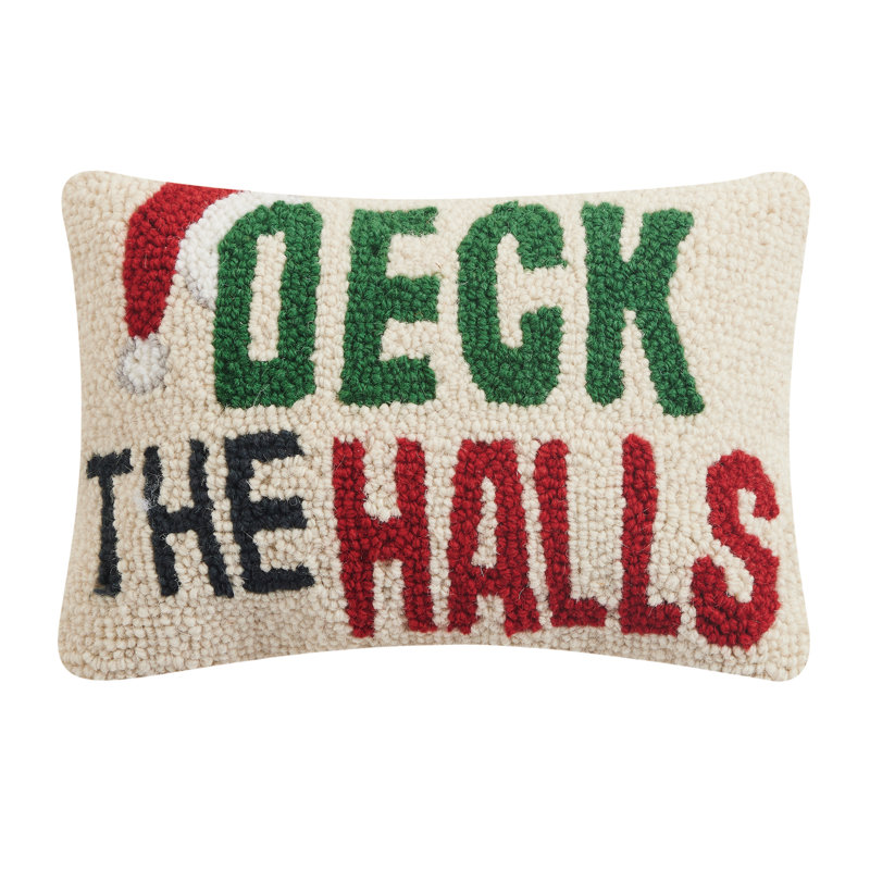 Deck the Halls Petite Size Wool Hook Holiday Pillow