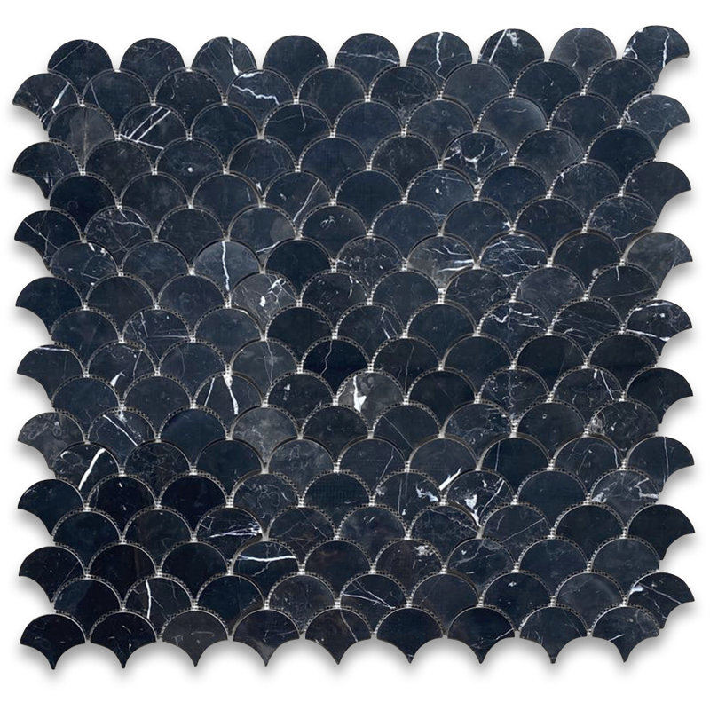 10" x 9" Marble Fish Scale Mosaic Wall & Floor Tile