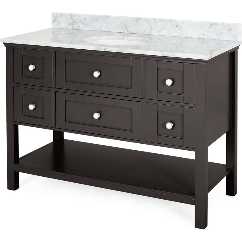 Ensemble de meuble-lavabo simple 49 po avec plateau Razeena, Brun