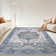 Machine Washable Non-Slip Oriental Blue/Beige Area Rug