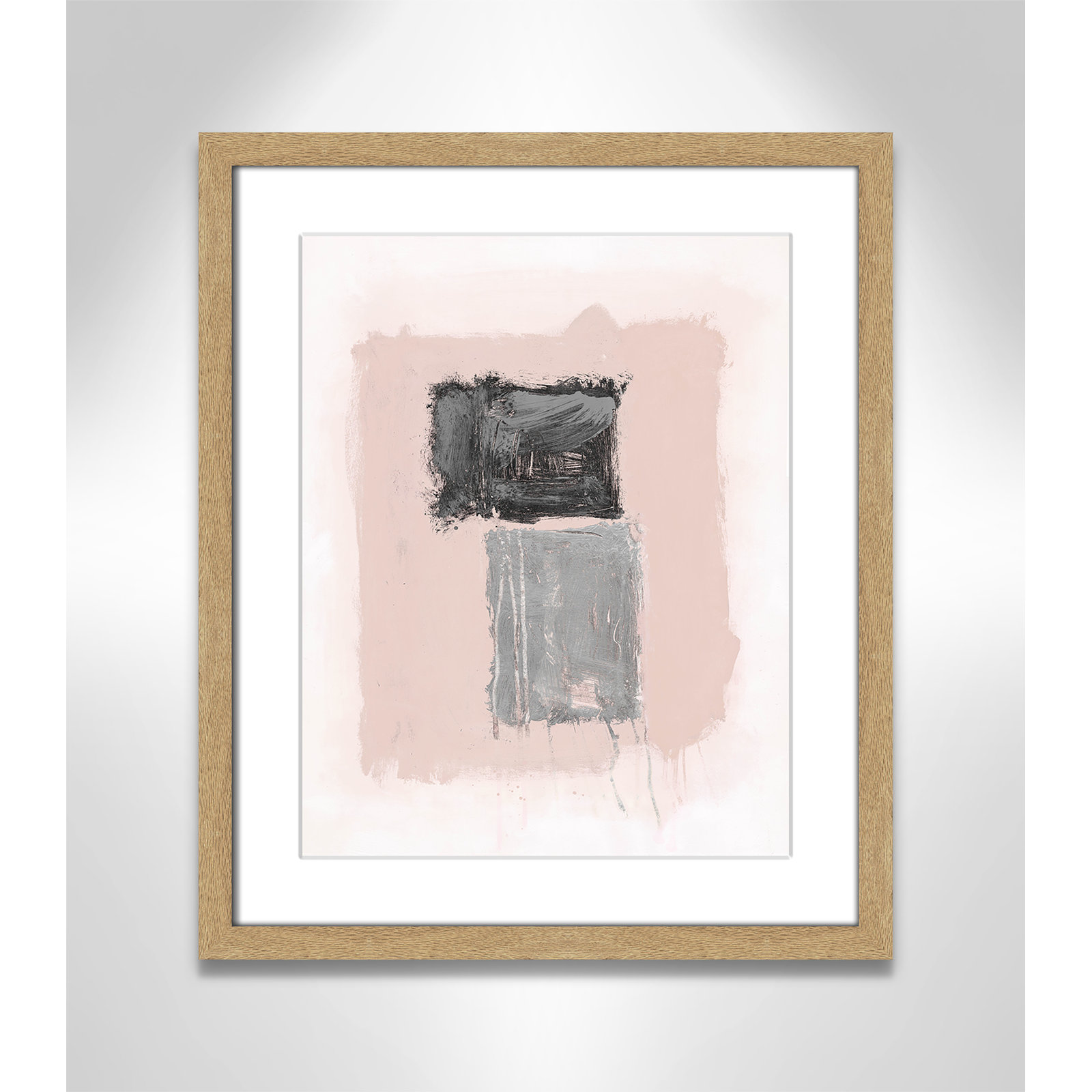 Pink, Black and Silver Shimmer II Print, 19" H x 16" W x 1.25" D, Natural Woodgrain Picture Framed