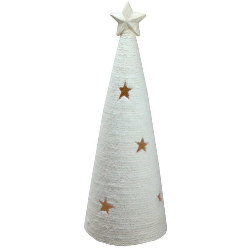 25.5" White LED Lighted Tree with Star Cutout Christmas Tabletop Decor