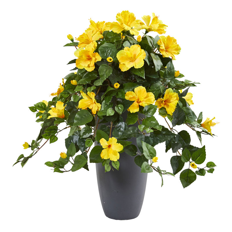 Plante hibiscus artificielle en pot de fleurs