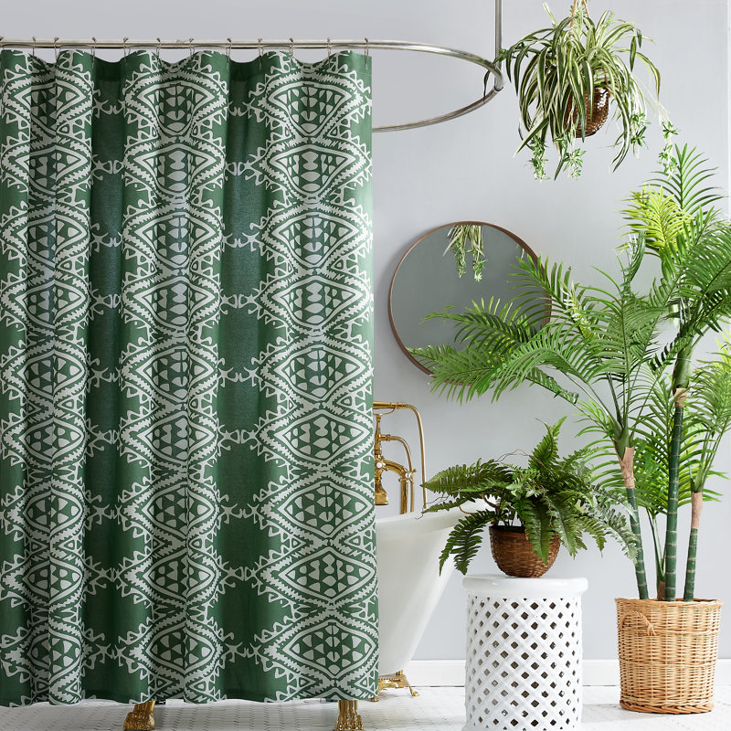 Rideau de douche 100% coton Aisha - Sage Green