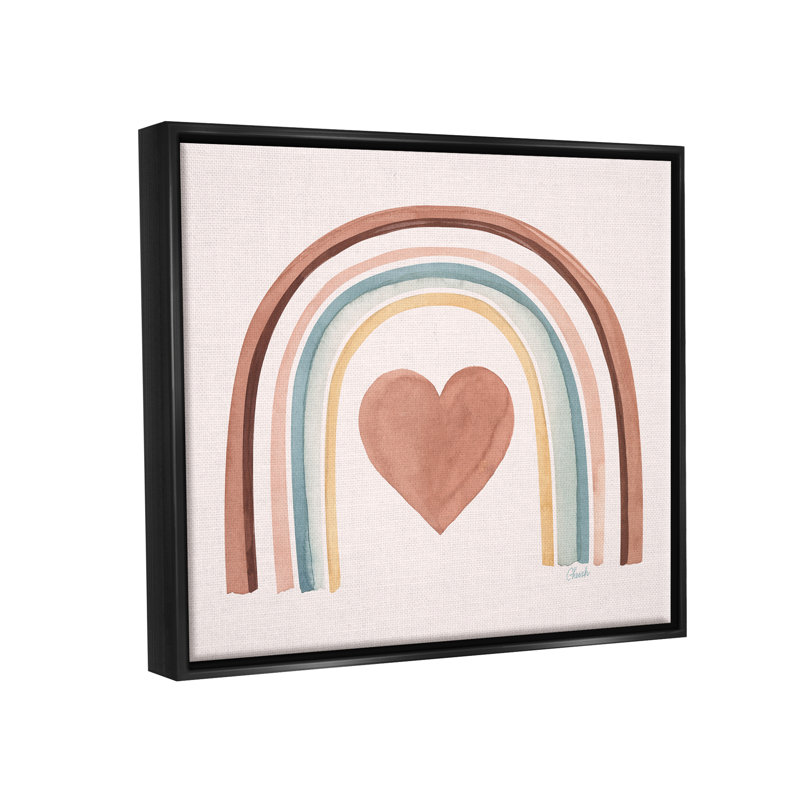 «Earth Earth Toned Rainbow Arch Heart» par Cherish Flieder - impression, Cadre flottant noir de jais