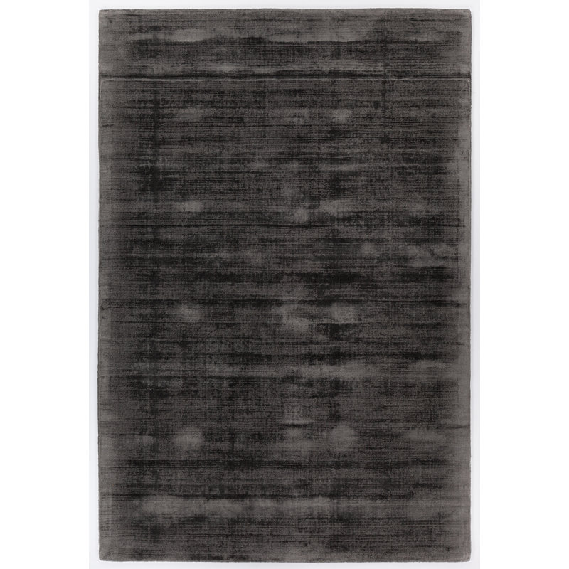 Tapis de zone dhurrie charbon fait main Swader, Rectangle 5 pi x 7 pi 6 po
