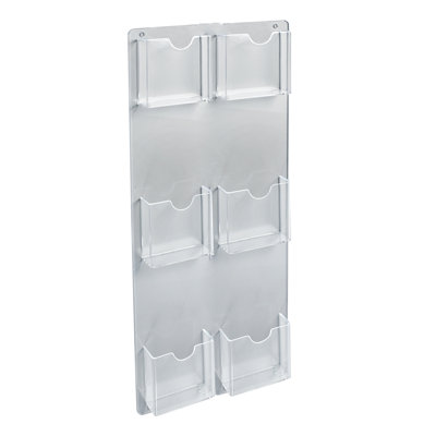 Six-Pocket Vertical Trifold Wall Mount Brochure Holder, 2-Pack