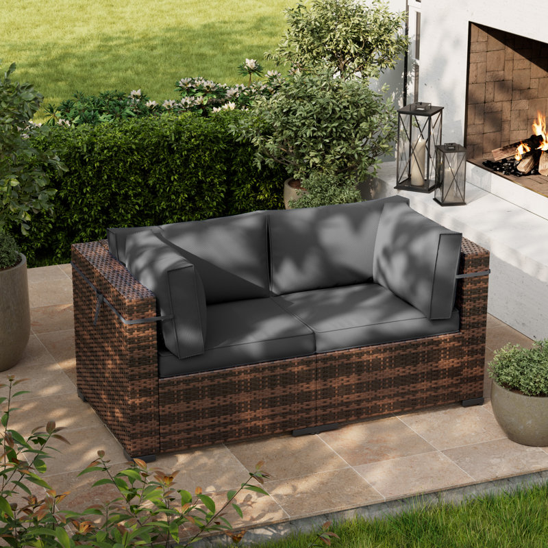 2 - Person Outdoor Seating Group With Cushions, Gray