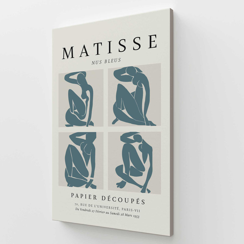 Nus Bleus Matisse, affiche d'art v2, Toile tendue, H 54 po x l 36 po x P 1,25 po