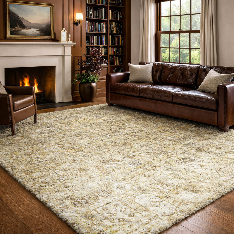Tapis à poils longs de qualité supérieure lavable à la machine ADS611, Wheat, 8' x 10'