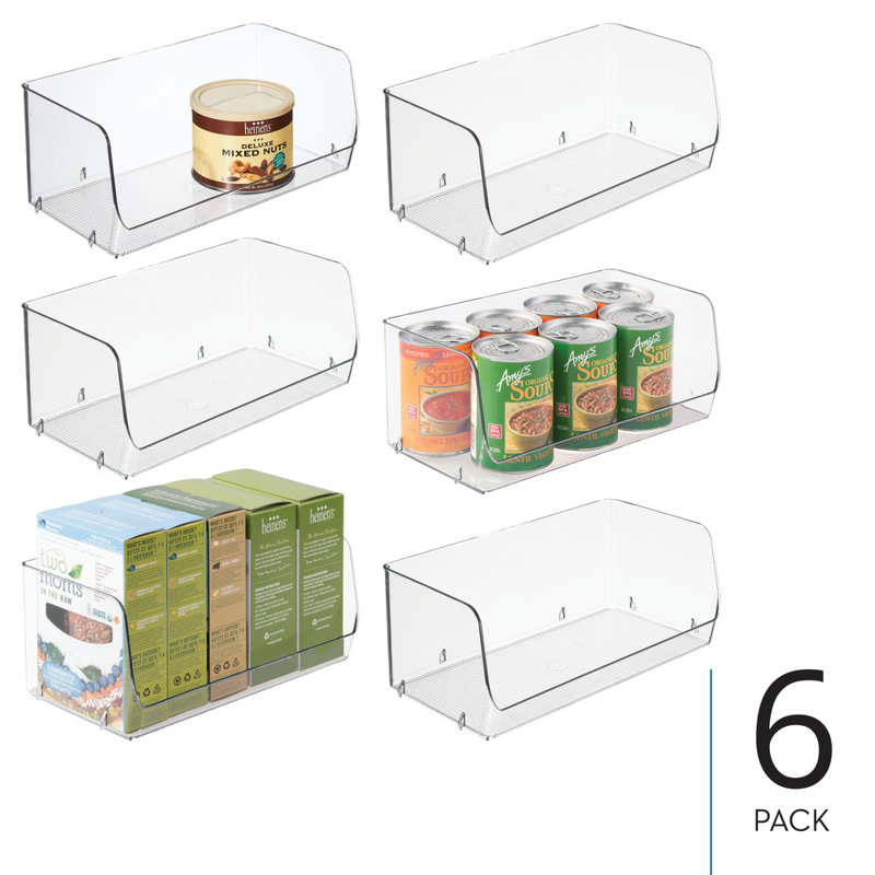 Bacs de rangement empilables à devant ouvert - Rangement pour la cuisine et le garde-manger - Rangement pour collations ou conserves