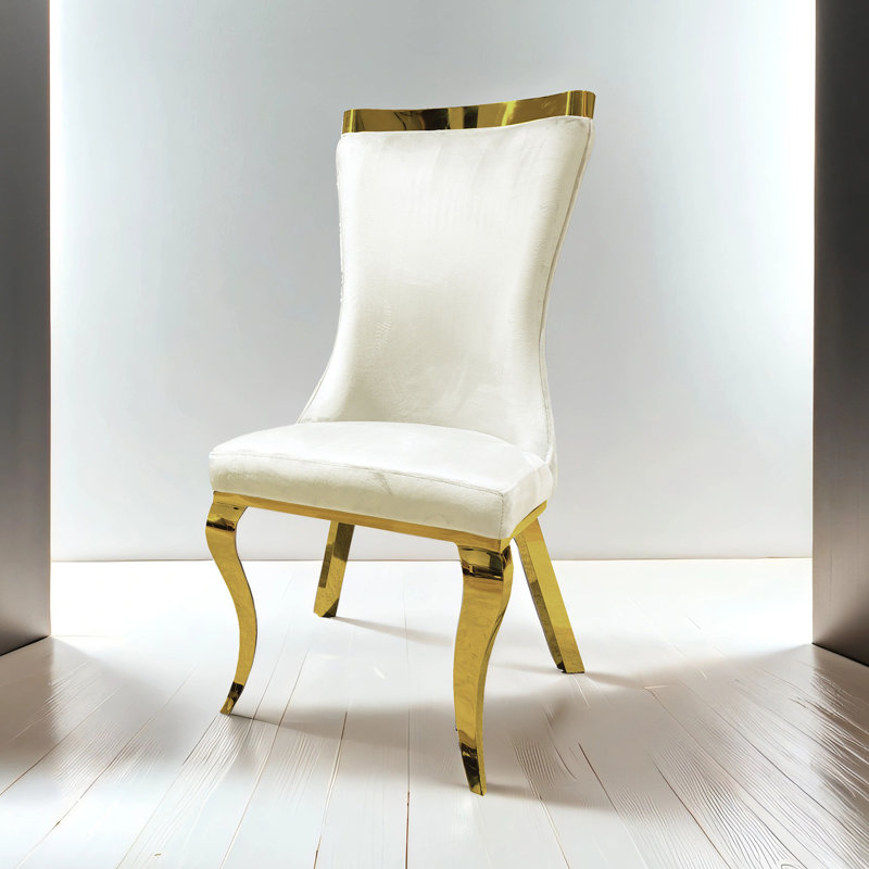 Chaise d'appoint Montie (ensemble de 2), Blanc / Doré