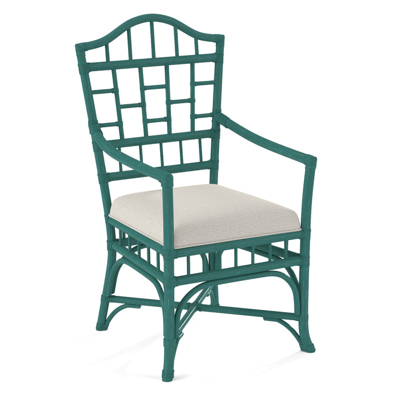 Chippendale Upholstered Arm Chair, Frost White, White Performance Fabric; 0851-94